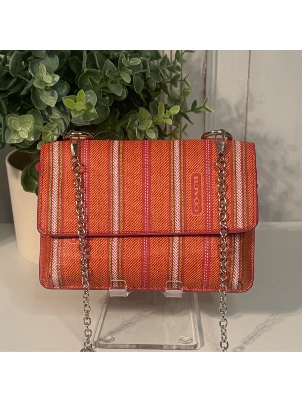 COACH Legacy Weekend Ticking Stripe Wallet iPhone Crossbody Shoulder Bag F64630